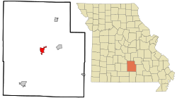 Texas County Missouri Incorporated and Unincorporated areas Houston Highlighted